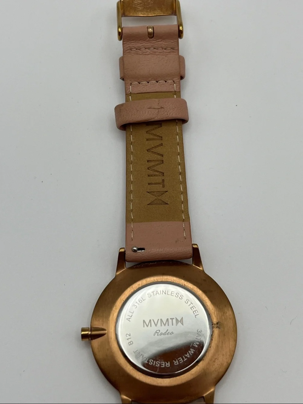 MVMT Gold Case White Dial Pink Leather Watch